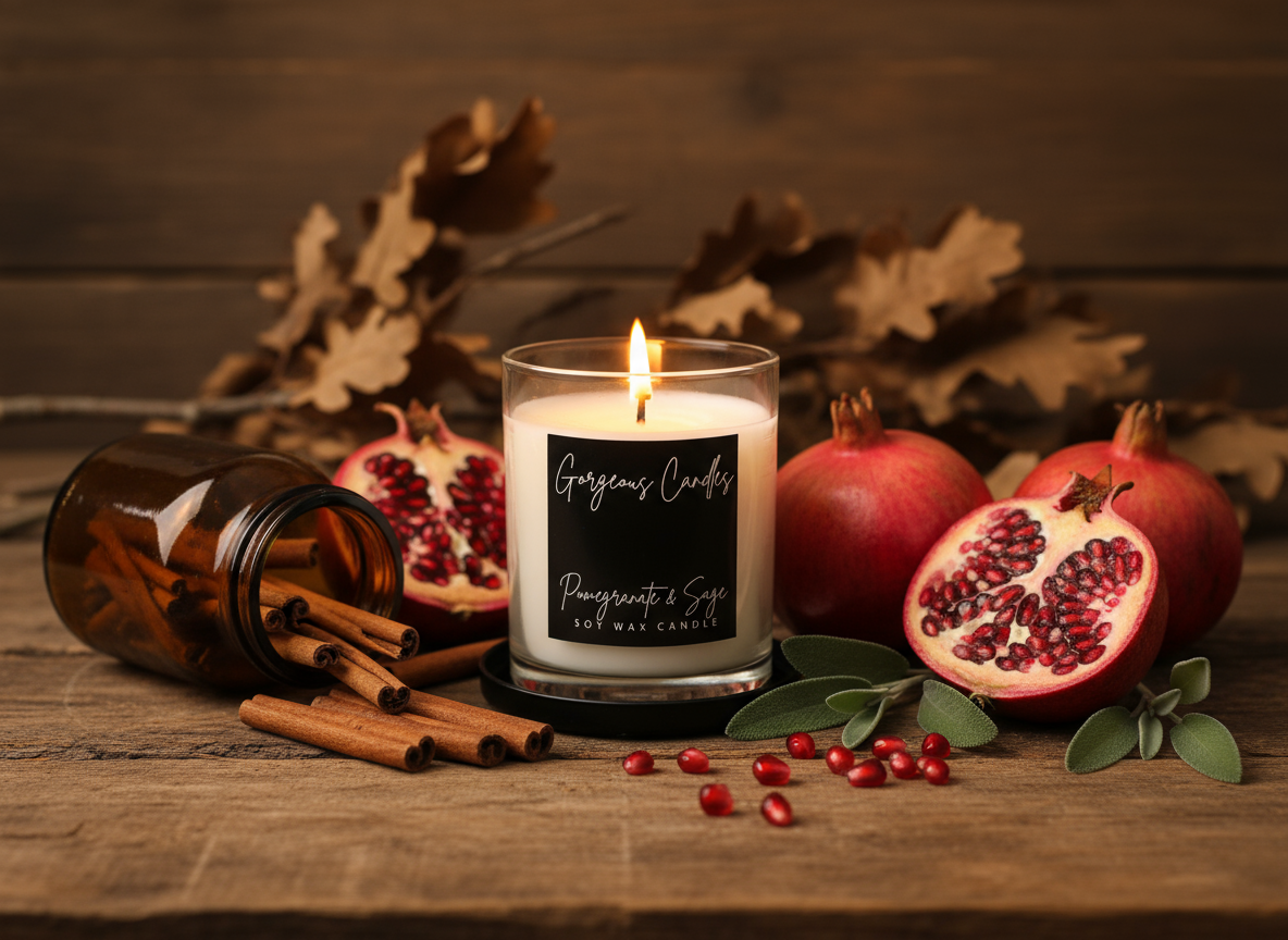 Gorgeous Candles: Glass Jar - Pomegranate Sage