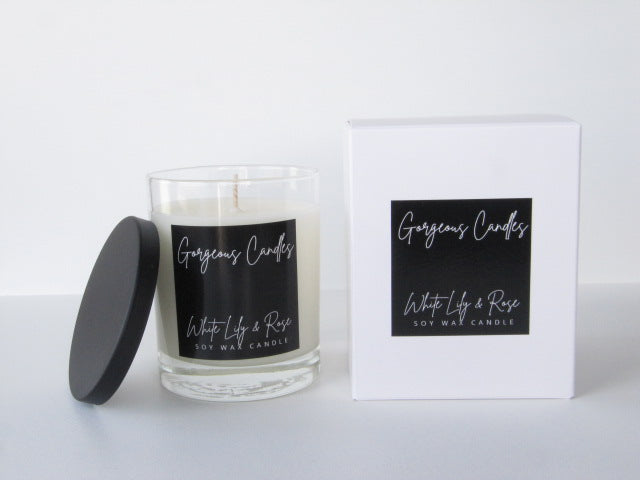 Gorgeous Candles: Glass Jar - White Lilly Rose