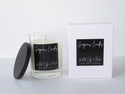 Gorgeous Candles: Glass Jar - White Lilly Rose