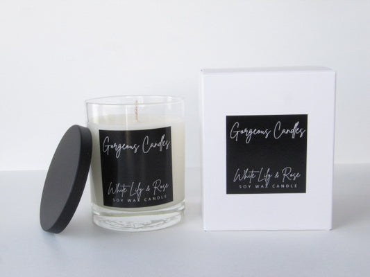 Gorgeous Candles: Glass Jar - White Lilly Rose