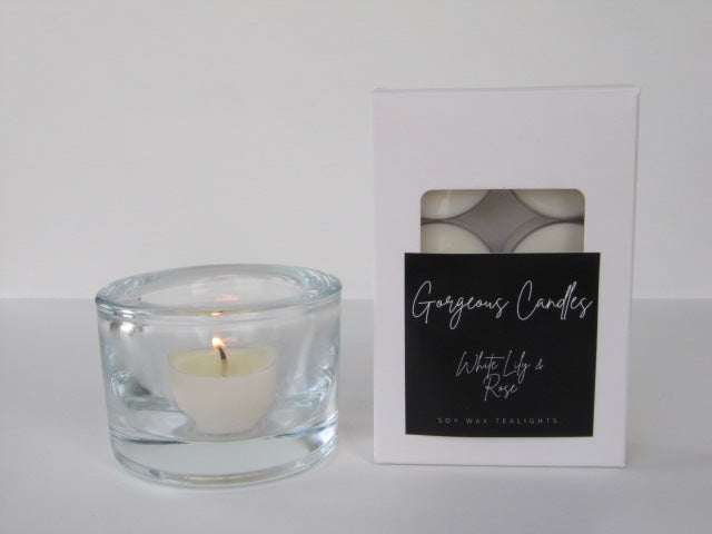 Gorgeous Candles: Tealights - White Lilly Rose